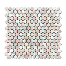 Soulscrafts Natural Stone Marble Penny Round Pink Mosaic Tiles